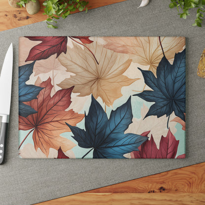 Autumn Floral Glass Cutting Board