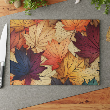 Autumn Floral Glass Cutting Board