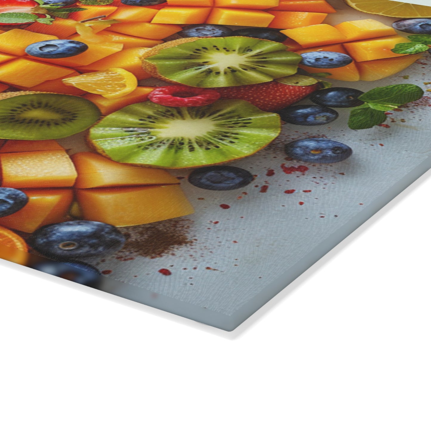 Fruits Print Glass Cutting Board