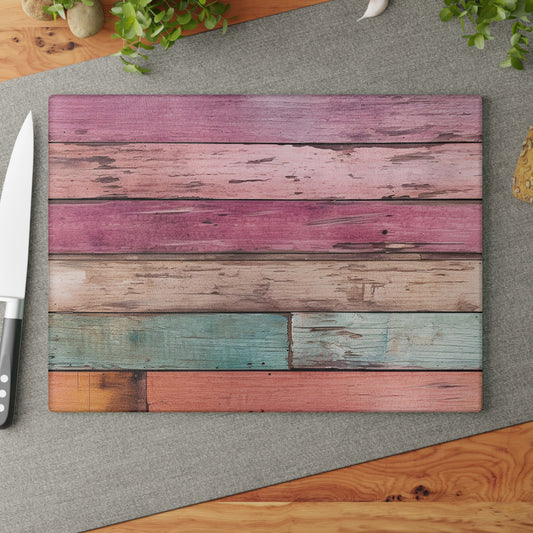 Wooden Print Glass Cutting Board