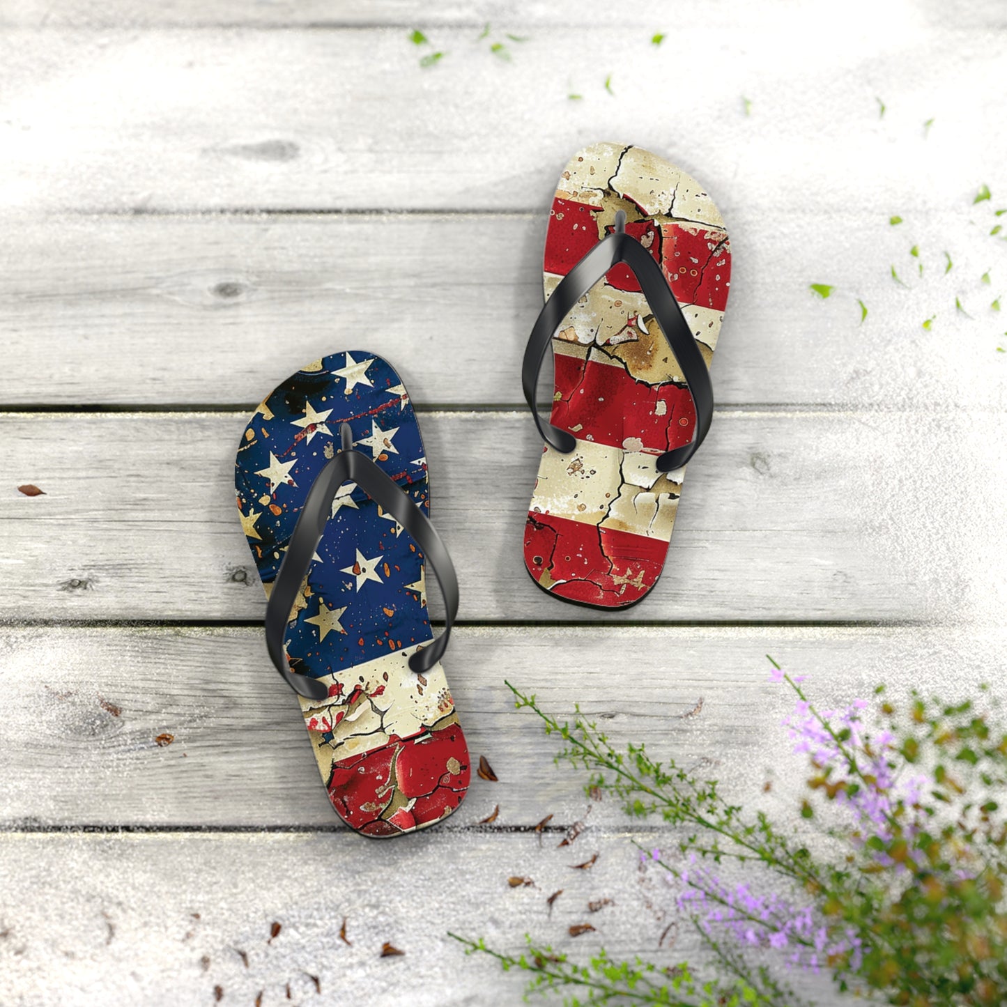 Distressed American Flag Flip-Flops