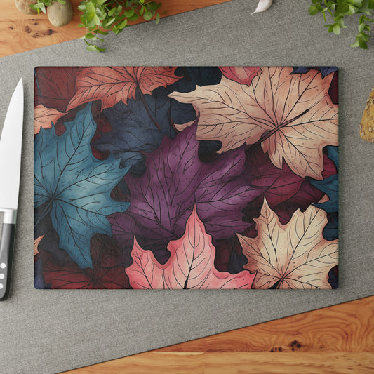 Autumn Floral Glass Cutting Board