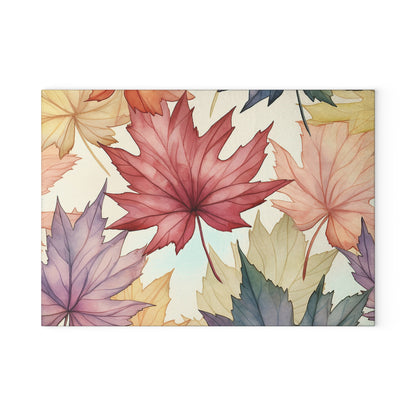 Autumn Floral Glass Cutting Board