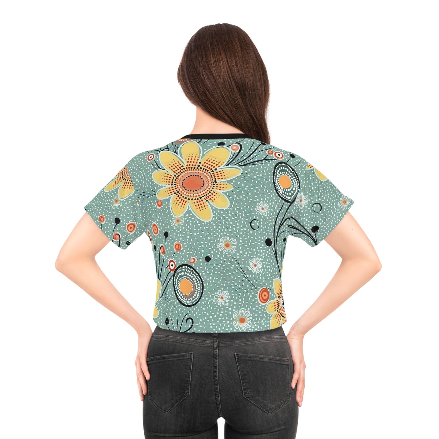 Aboriginal Flower Pattern (AOP) Crop Tee