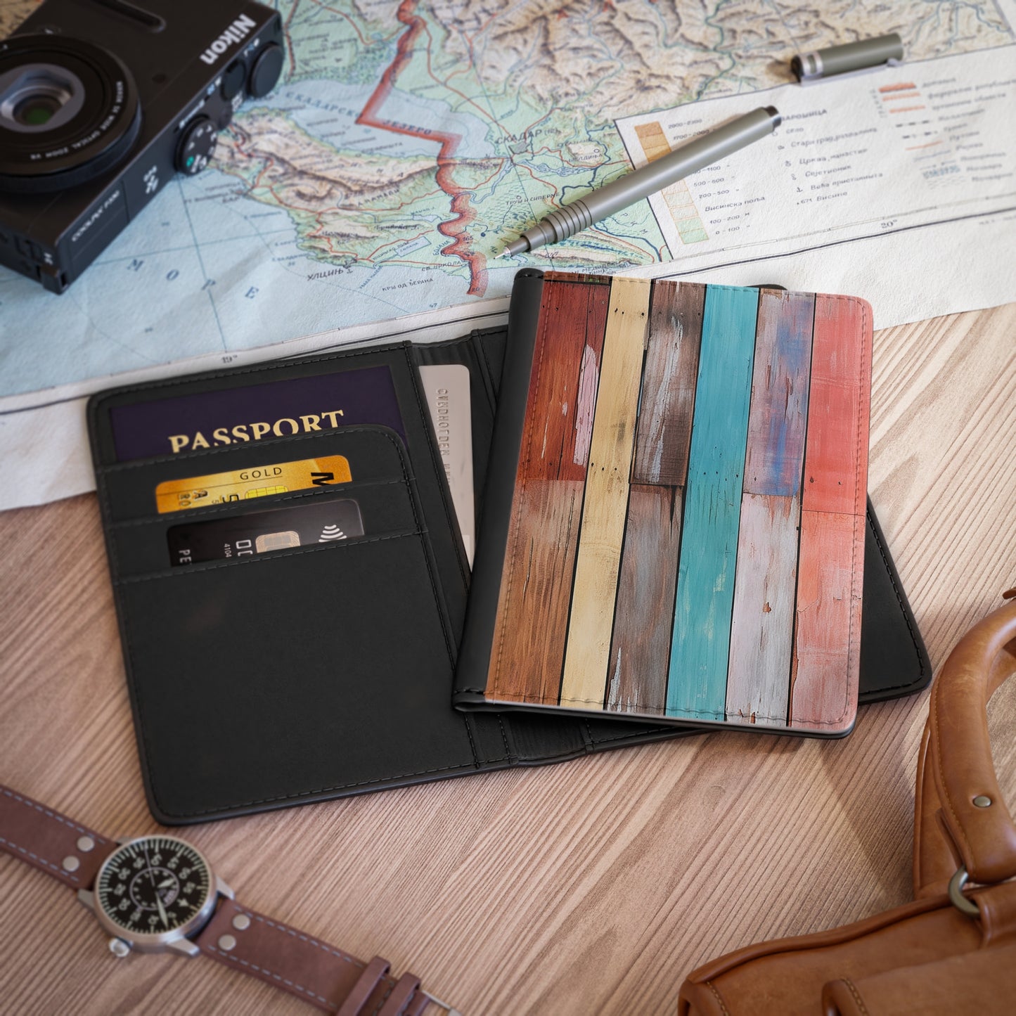 Wooden Print Passport Cover 8