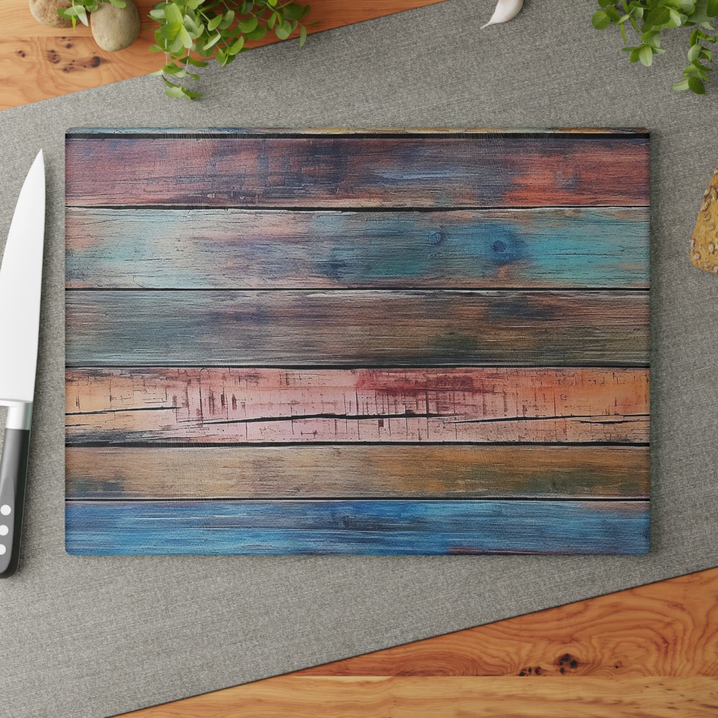 Wooden Print Glass Cutting Board