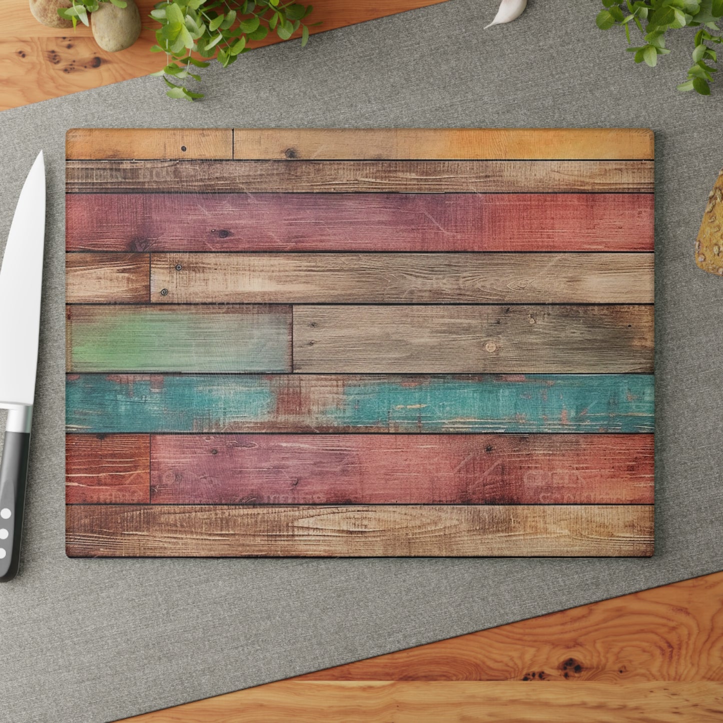 Wooden Print Glass Cutting Board