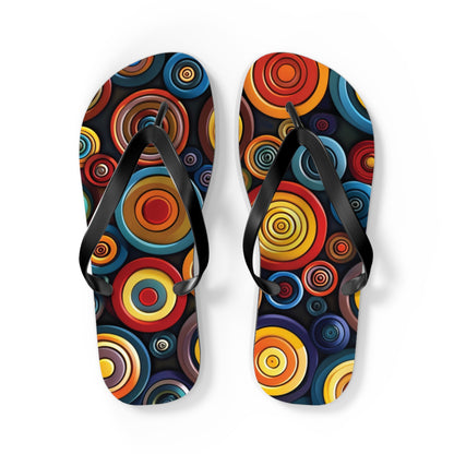 Abstract Decorative Circles Pattern Flip-Flops