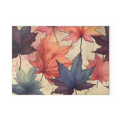 Autumn Floral Glass Cutting Board