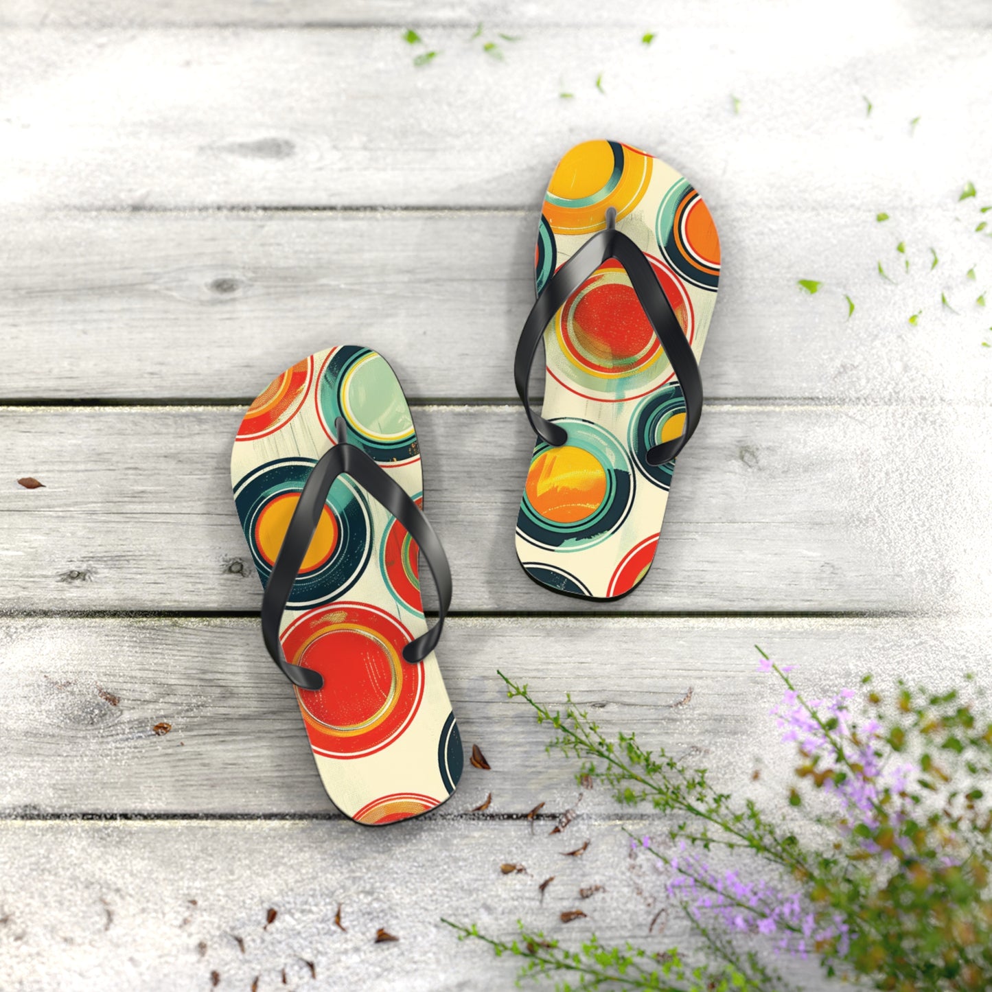 Abstract Decorative Circles Pattern  Flip-Flops