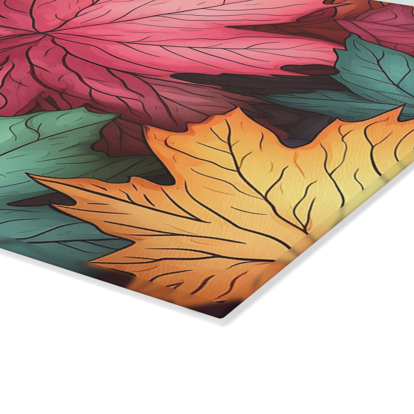 Autumn Floral Glass Cutting Board