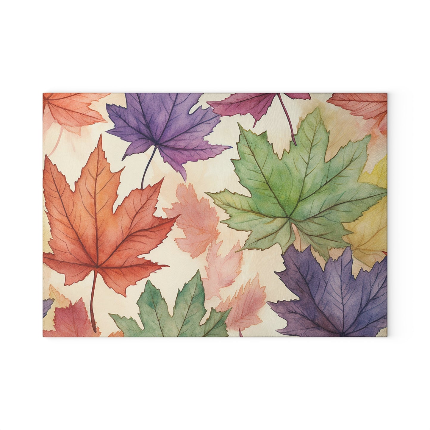 Autumn Floral Glass Cutting Board