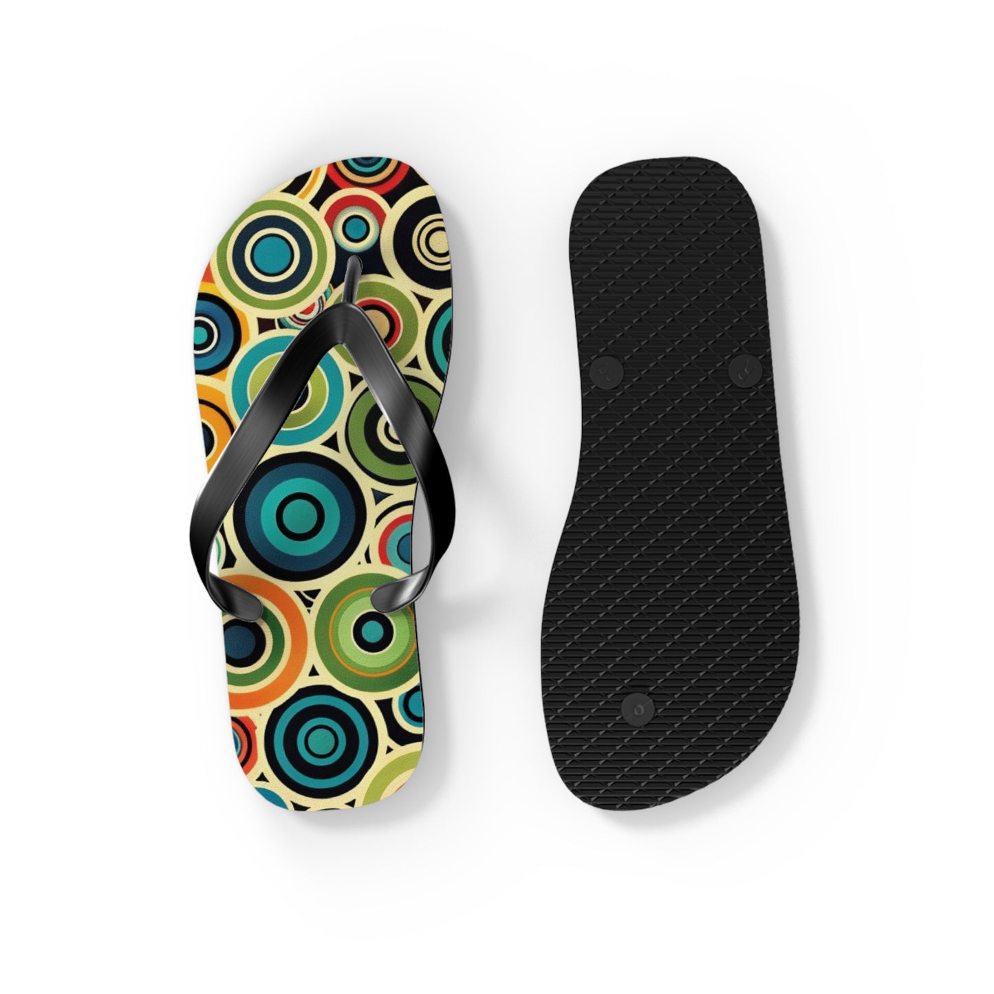 Abstract Decorative Circles Pattern Flip-Flops