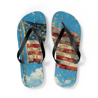 Distressed American Flag Flip-Flops