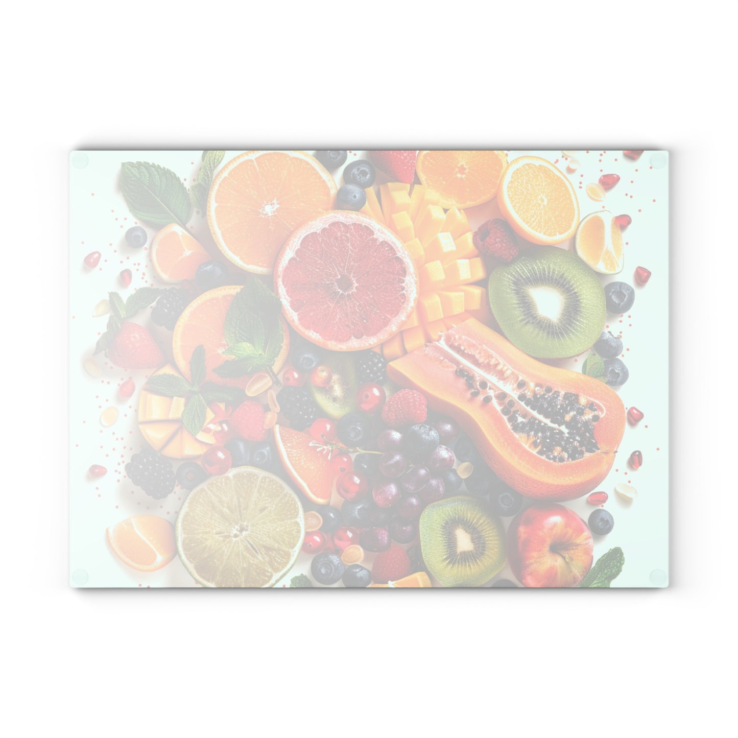 Fruits Print Glass Cutting Board