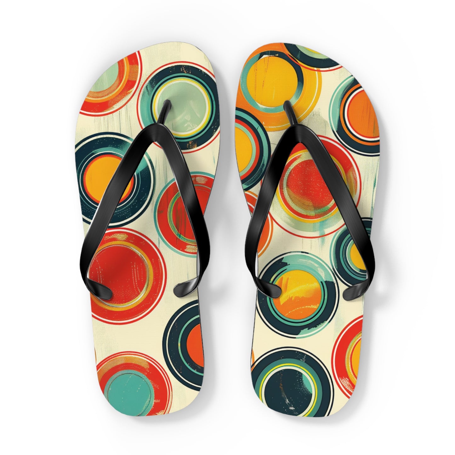 Abstract Decorative Circles Pattern  Flip-Flops