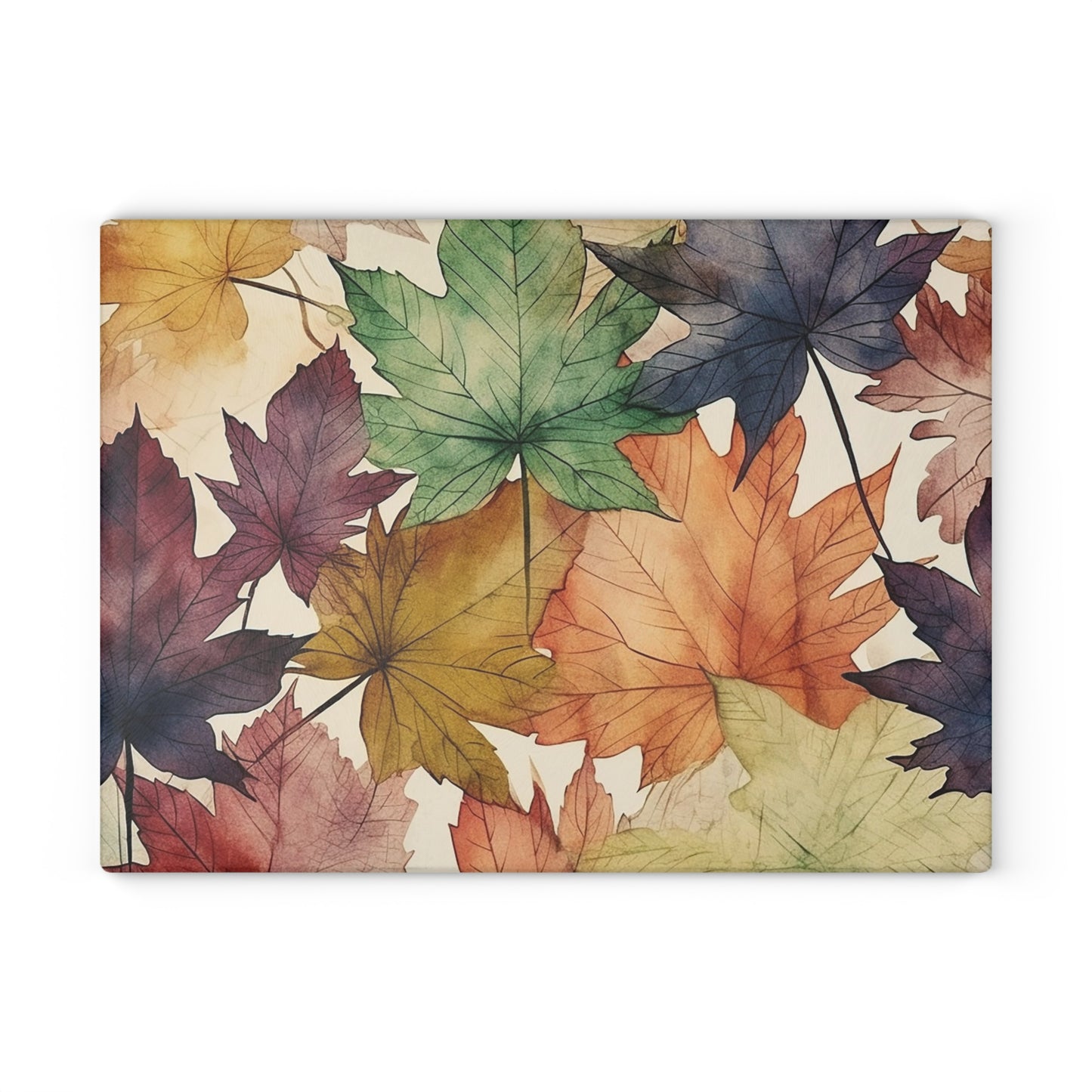 Autumn Floral Glass Cutting Board