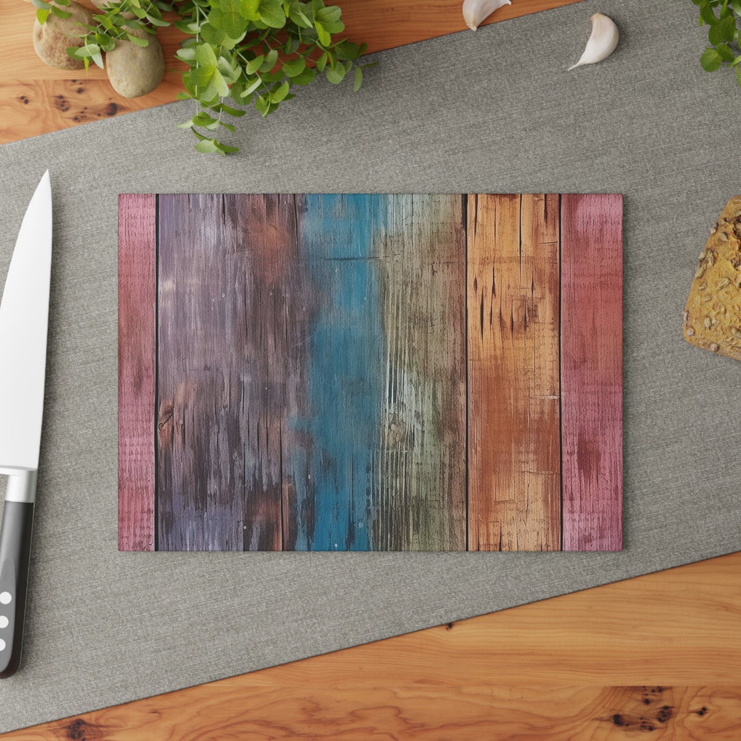 Wooden Print Glass Cutting Board