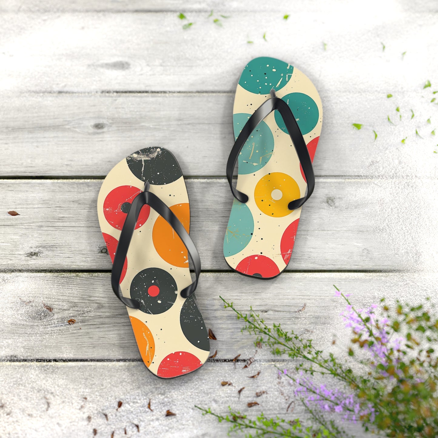 Colorful Polka Dot Patter Flip-Flops