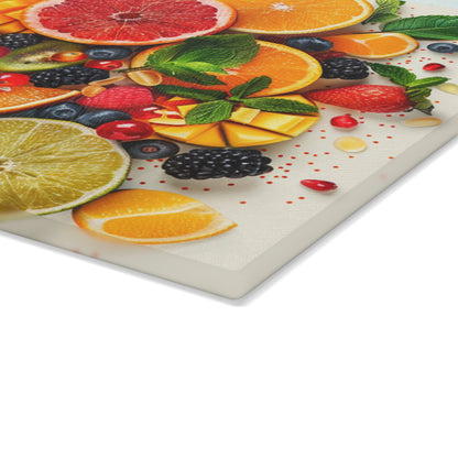 Fruits Print Glass Cutting Board