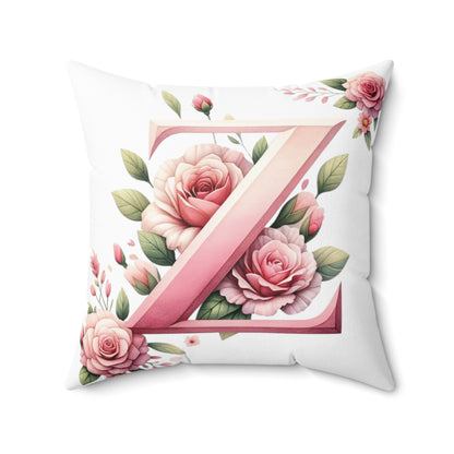 Alphabet Flowers Print Spun Polyester Square Pillow