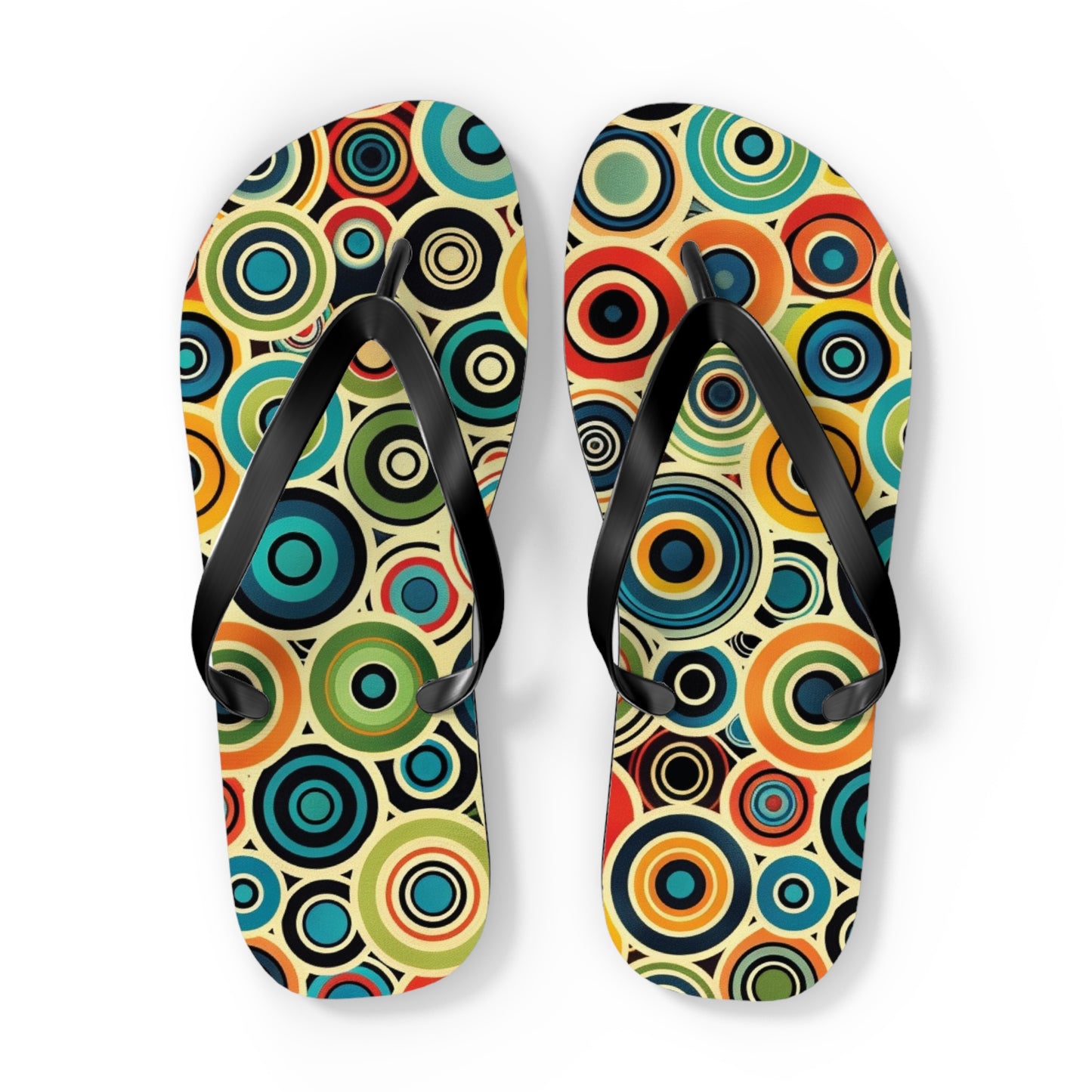 Abstract Decorative Circles Pattern Flip-Flops