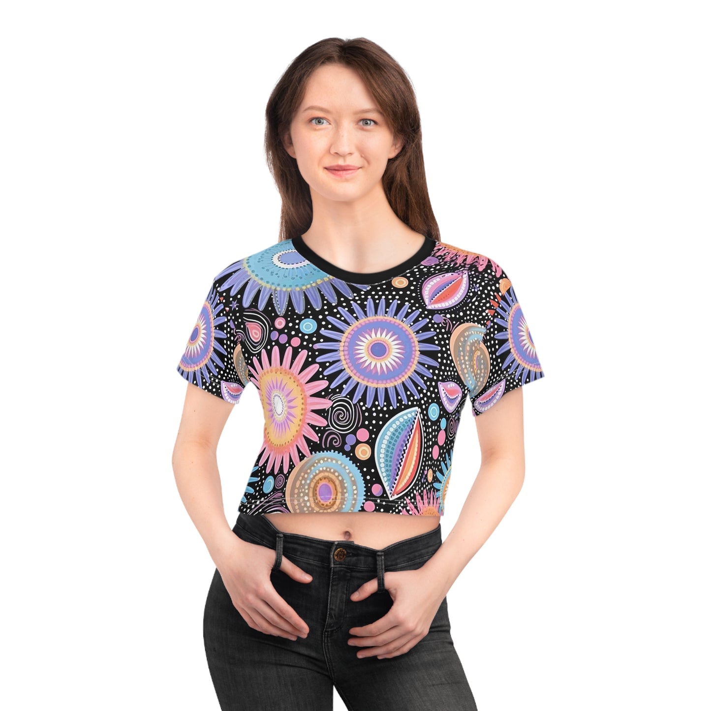 Aboriginal Flower Pattern (AOP) Crop Tee