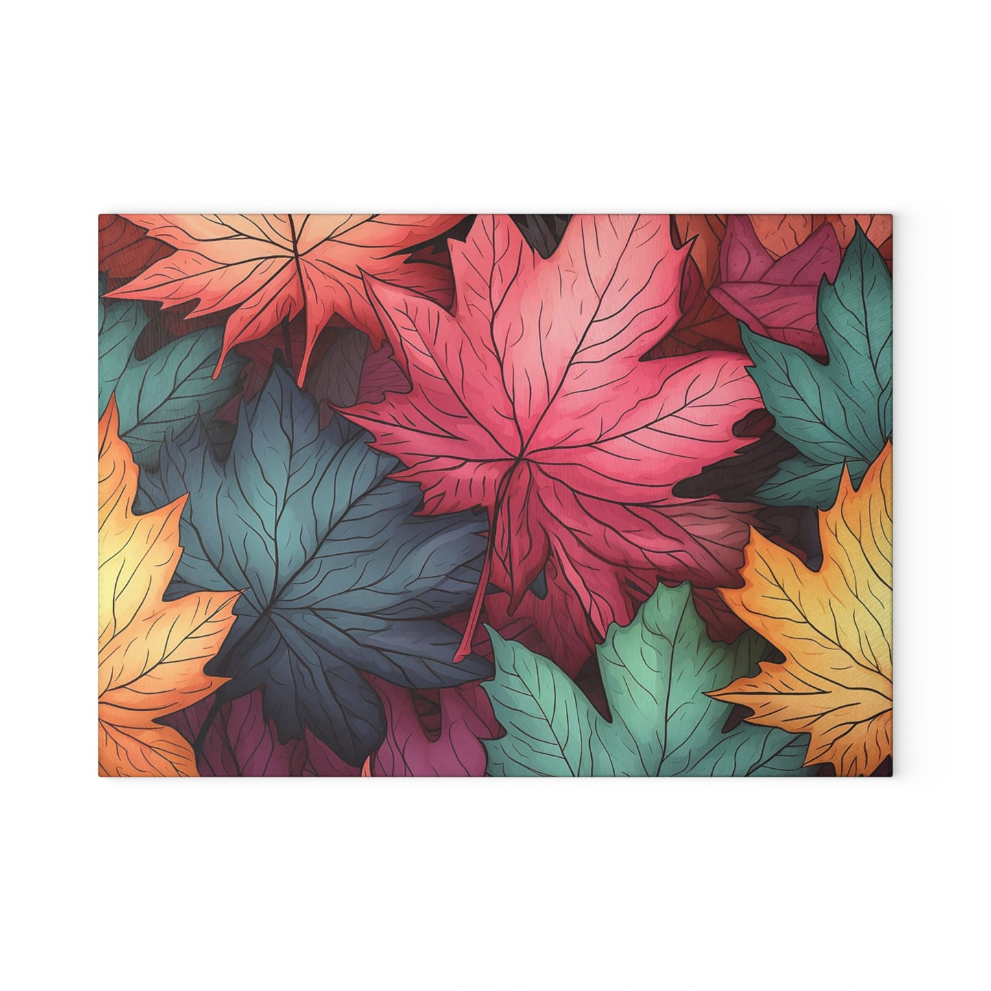 Autumn Floral Glass Cutting Board