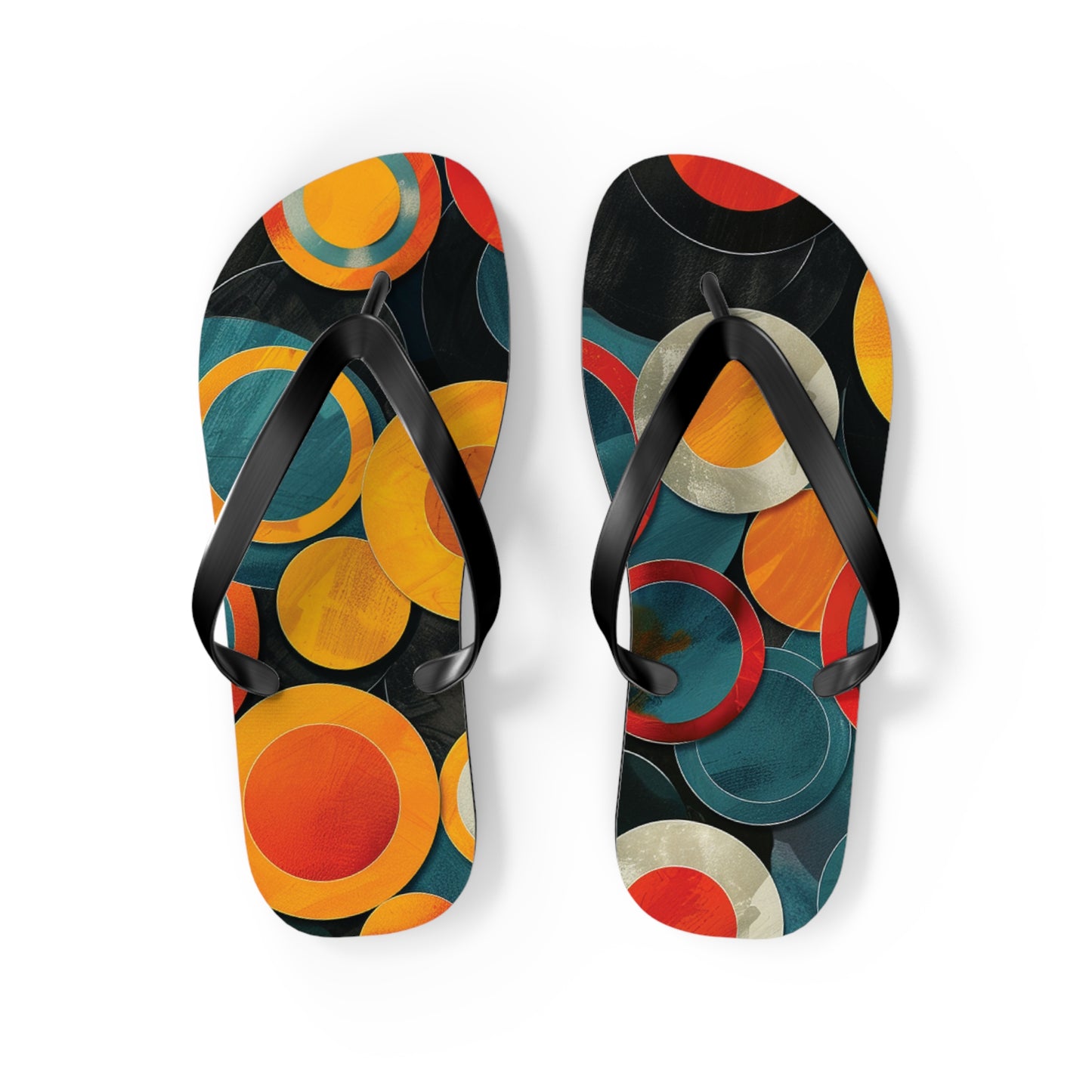 Abstract Decorative Circles Pattern Flip-Flops