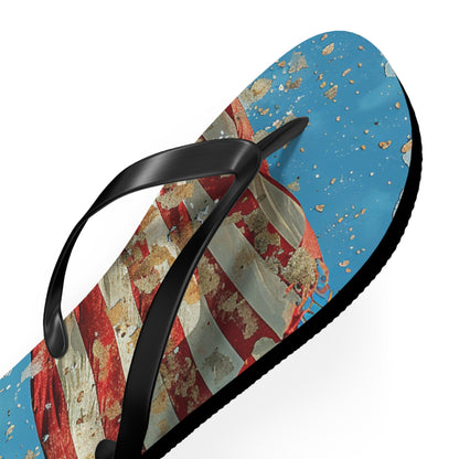 Distressed American Flag Flip-Flops