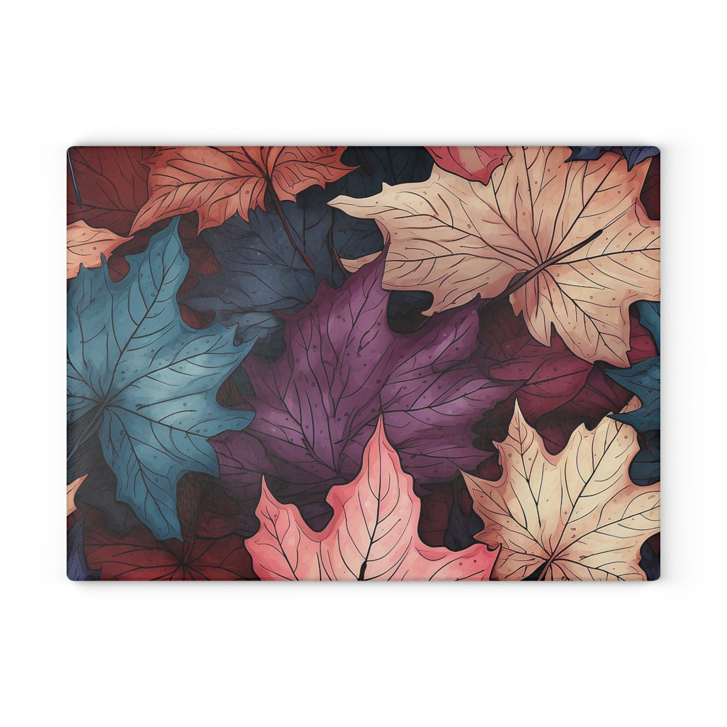 Autumn Floral Glass Cutting Board