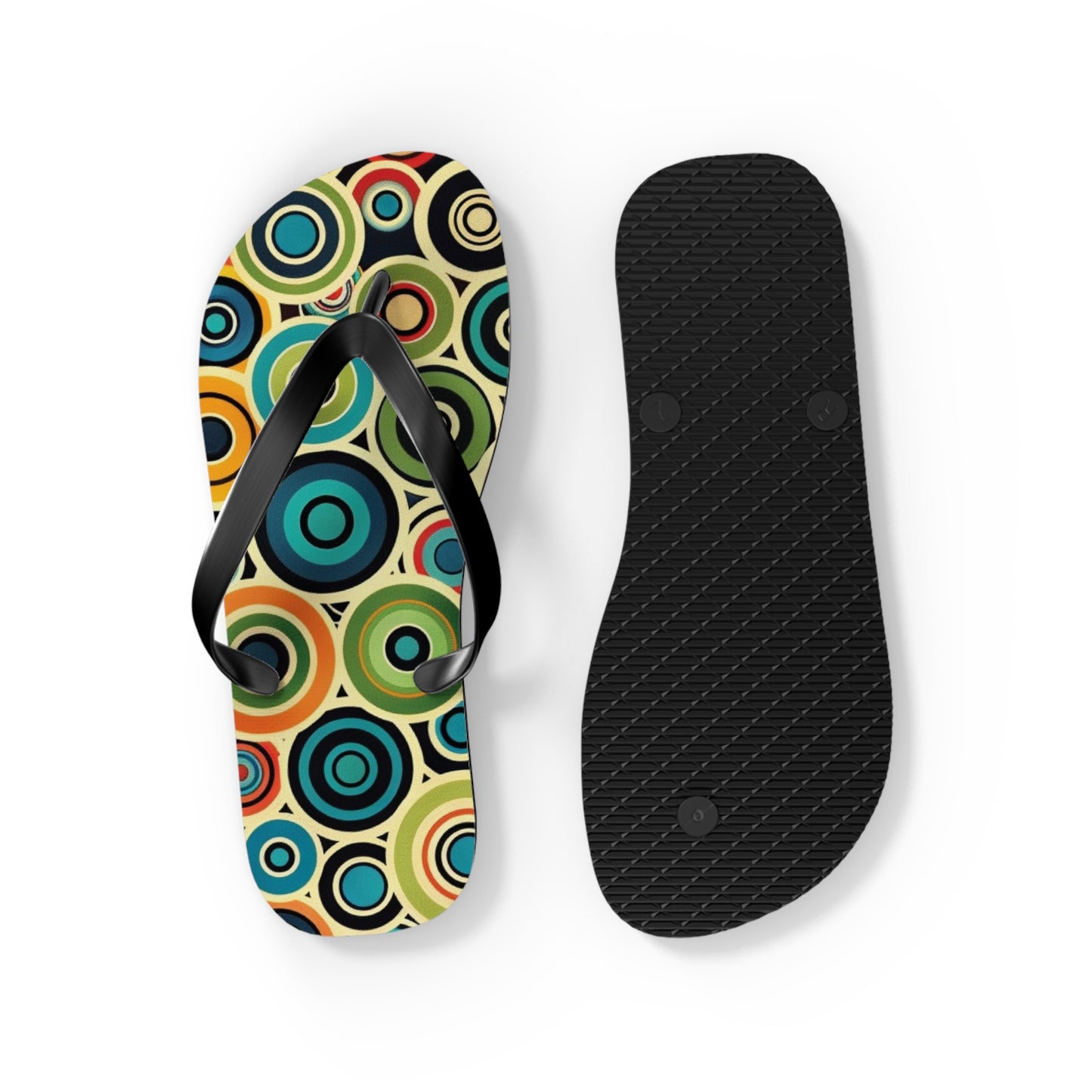 Abstract Decorative Circles Pattern Flip-Flops