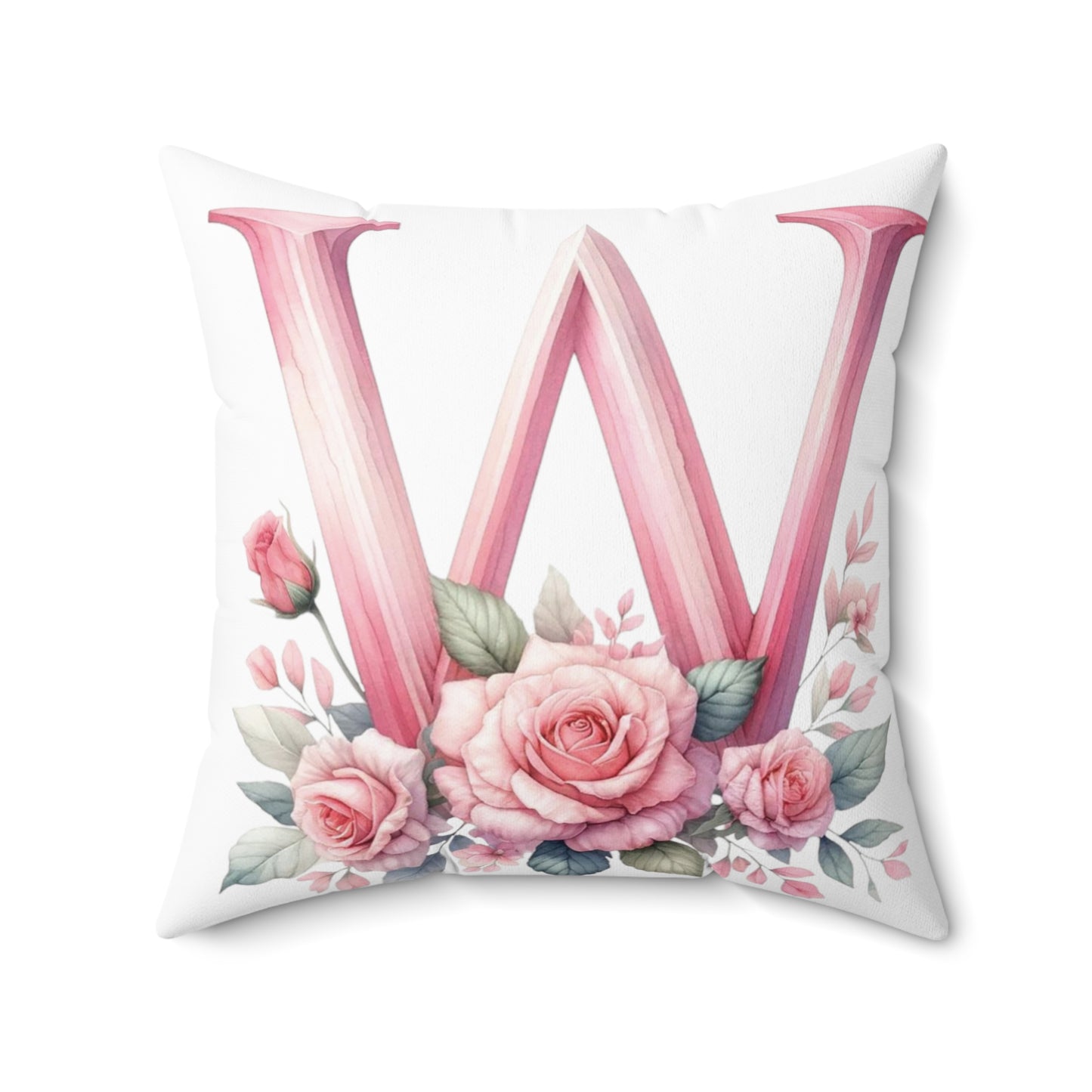 Alphabet Flowers Print Spun Polyester Square Pillow