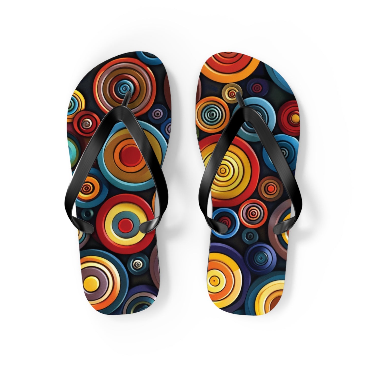 Abstract Decorative Circles Pattern Flip-Flops