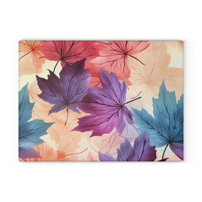 Autumn Floral Glass Cutting Board