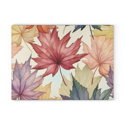 Autumn Floral Glass Cutting Board