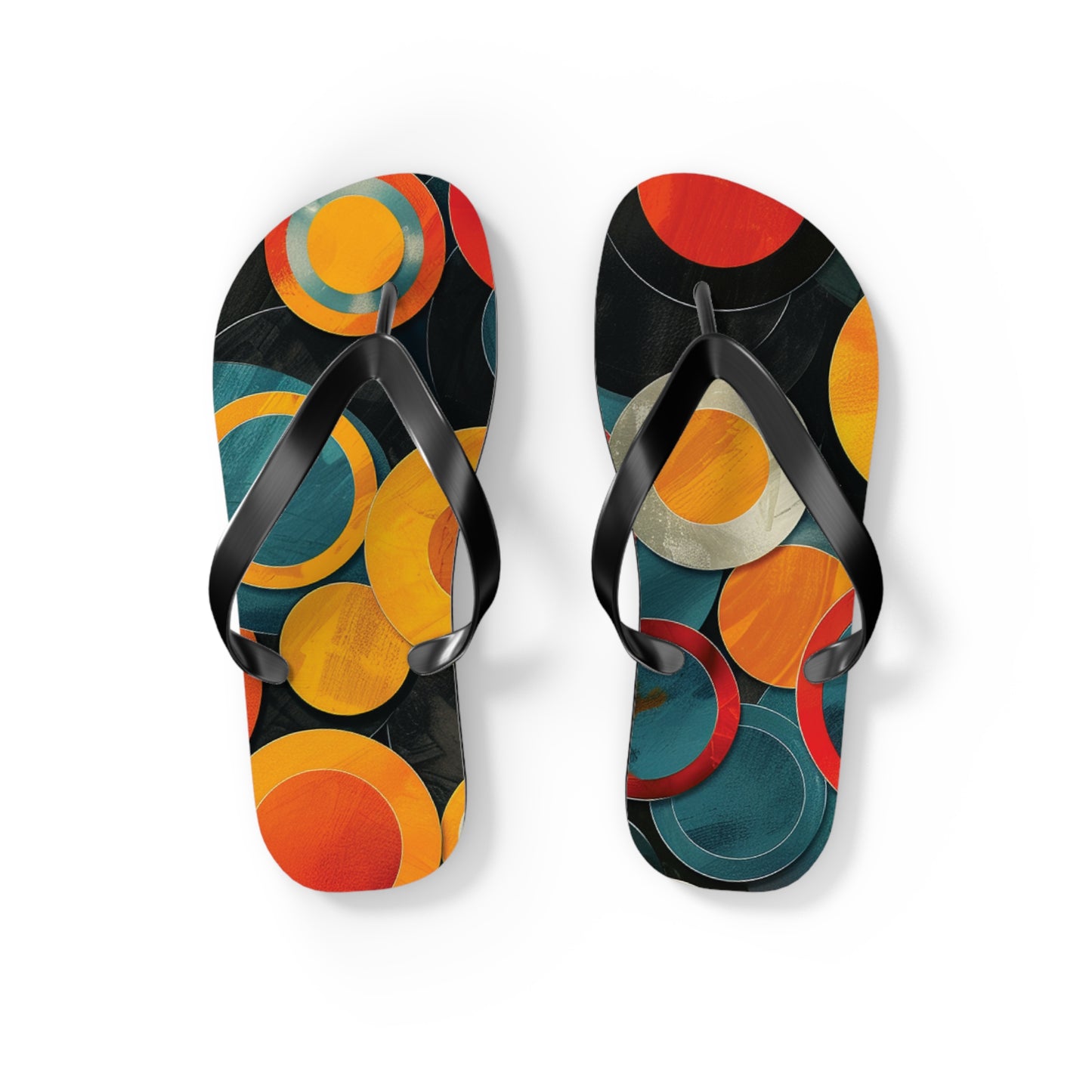 Abstract Decorative Circles Pattern Flip-Flops