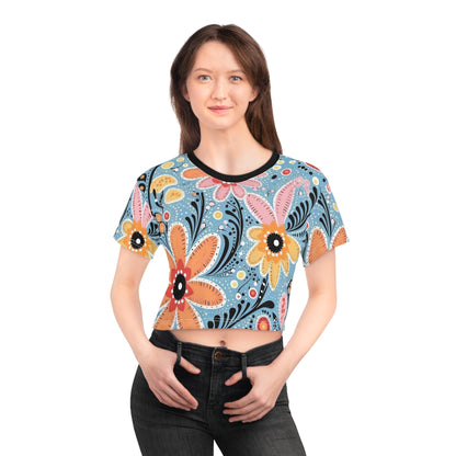 Aboriginal Flower Pattern (AOP) Crop Tee