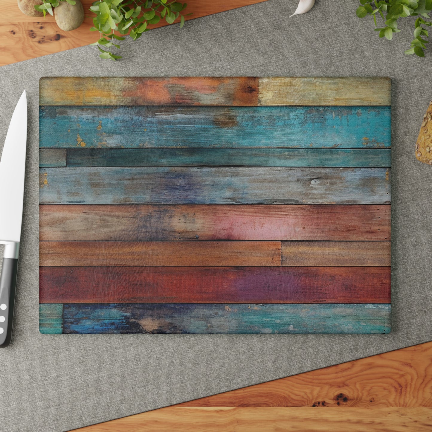 Wooden Print Glass Cutting Board