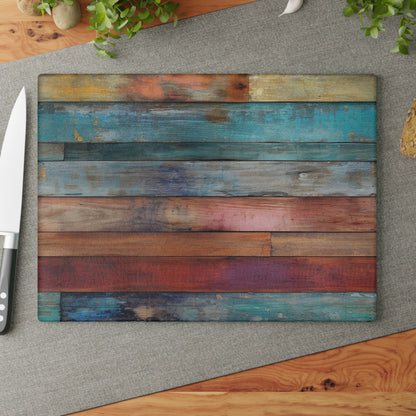 Wooden Print Glass Cutting Board