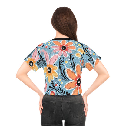 Aboriginal Flower Pattern (AOP) Crop Tee