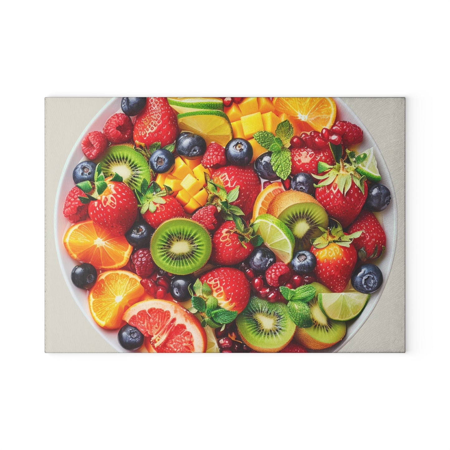 Fruits Print Glass Cutting Board