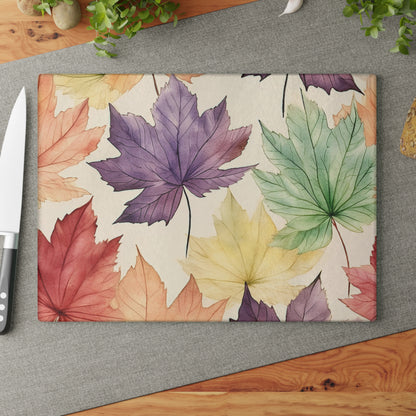 Autumn Floral Glass Cutting Board