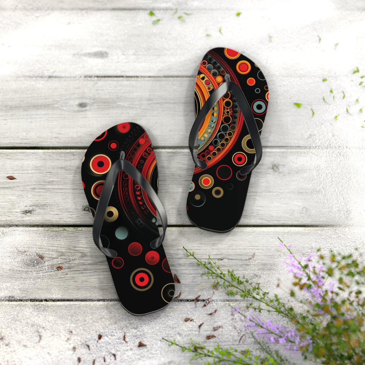 Abstract Decorative Circles  Flip-Flops