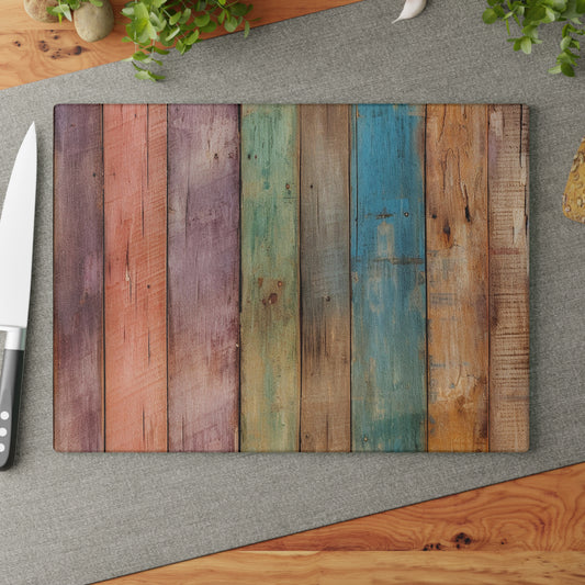 Wooden Print Glass Cutting Board