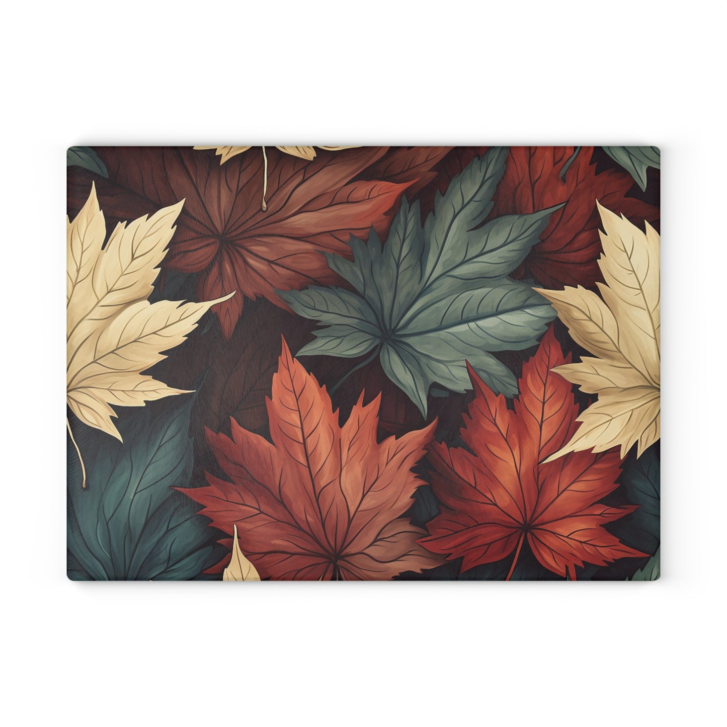 Autumn Floral Glass Cutting Board