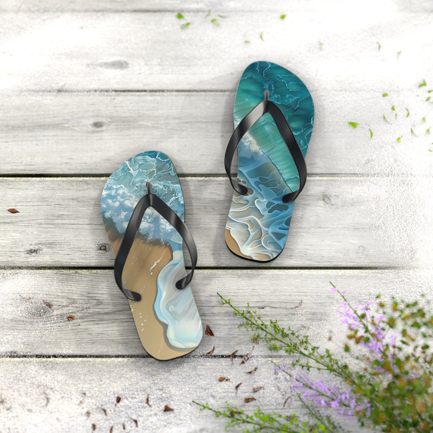 Sand Shore Ocean Waves  Flip-Flops