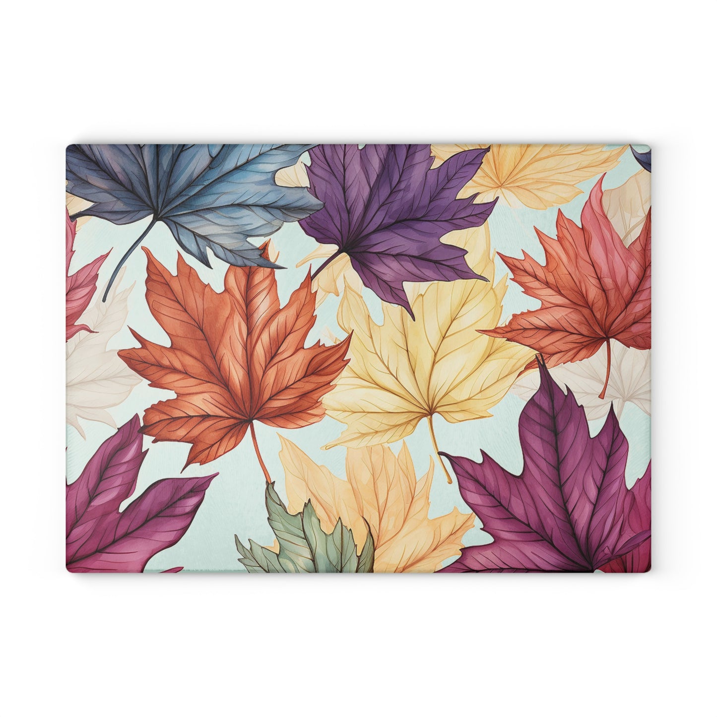 Autumn Floral Glass Cutting Board