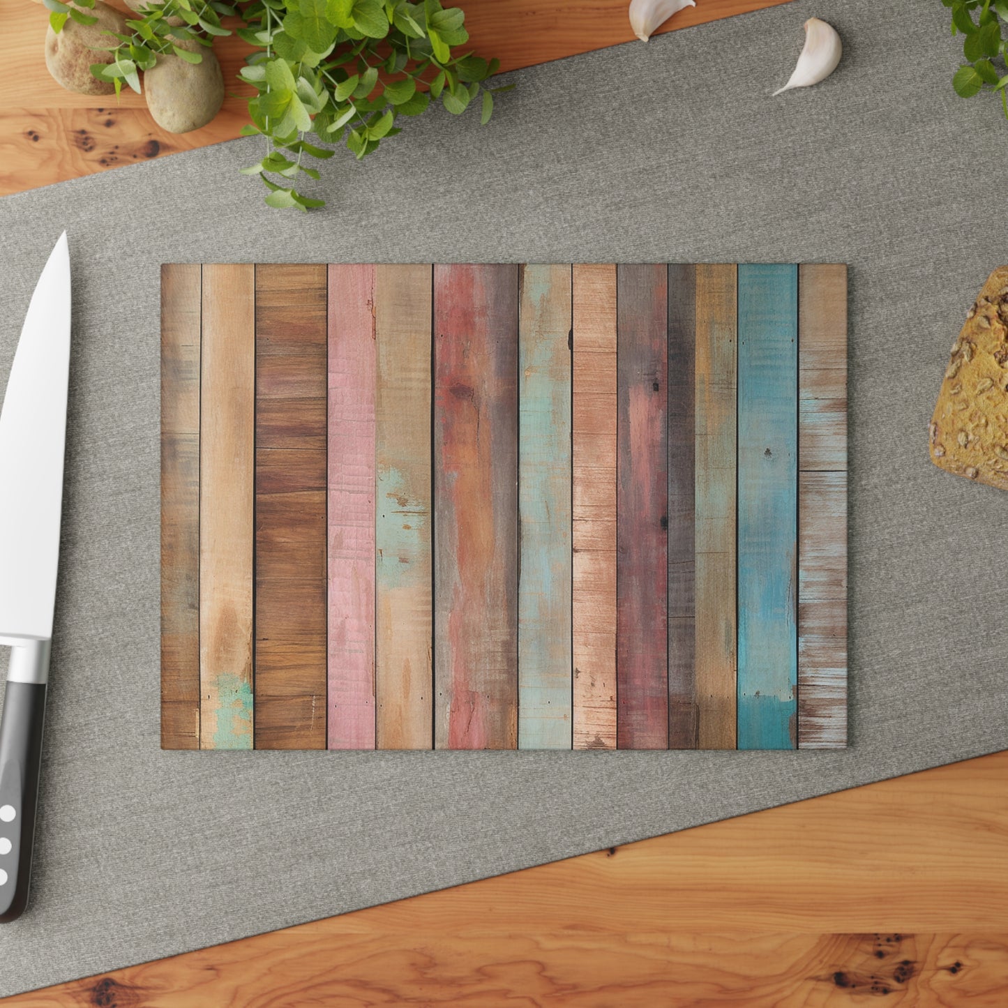 Wooden Print Glass Cutting Board