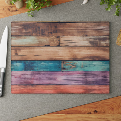 Wooden Print Glass Cutting Board